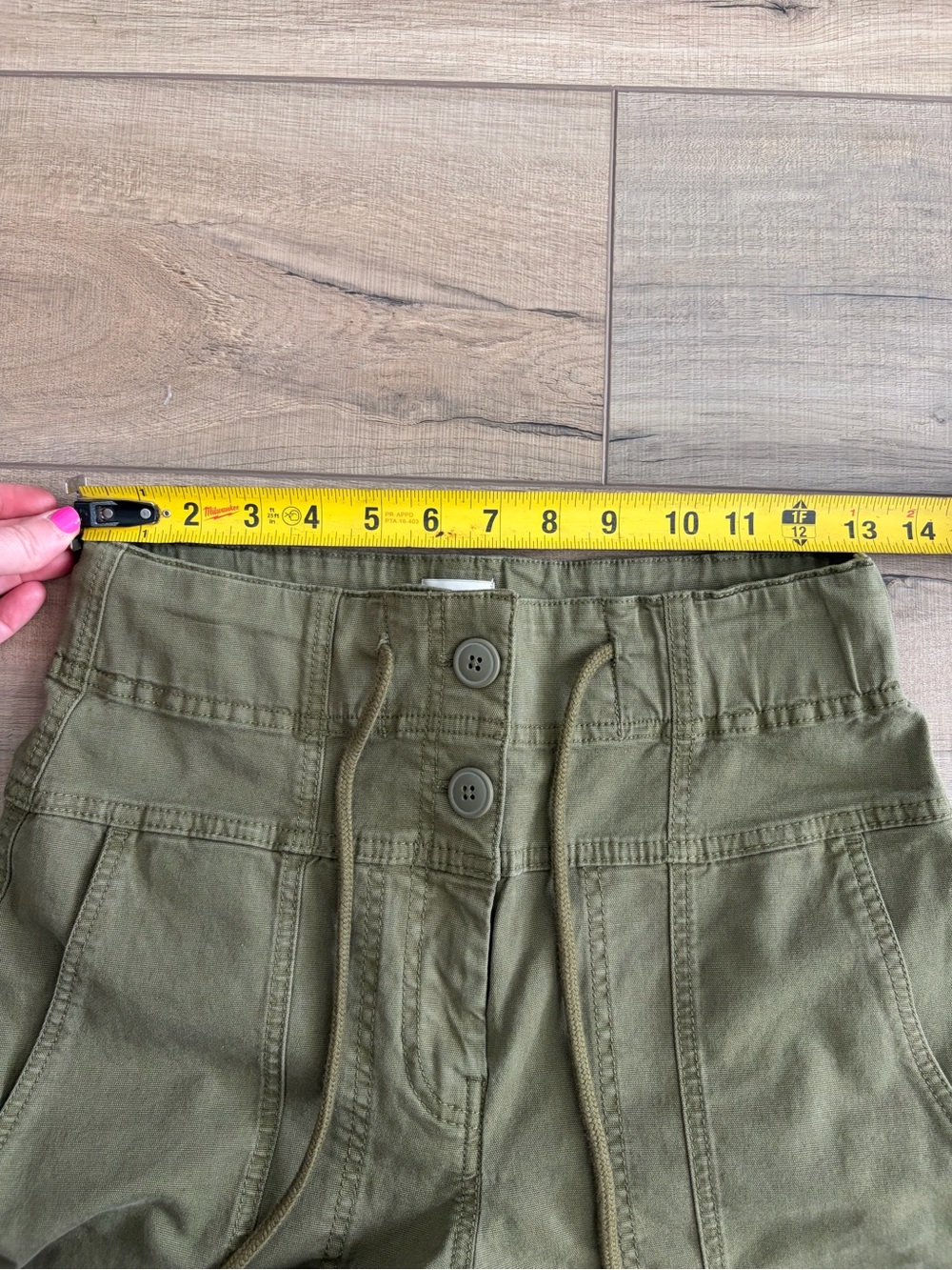 Anthropologie Maeve Utility High Rise Wide Leg Tailored Trousers Olive Green XS - Picture 9 of 12